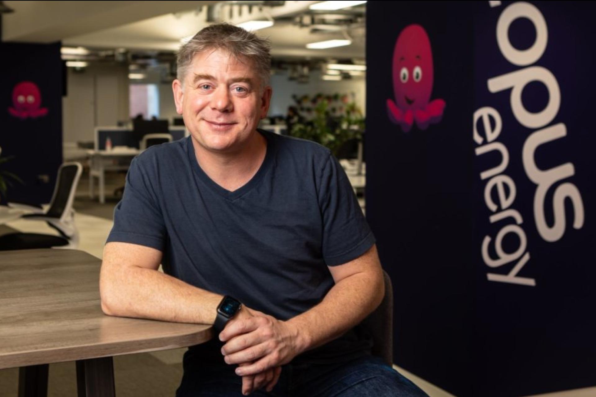 Greg Jackson, Octopus Energy CEO, headshot inside the head office.