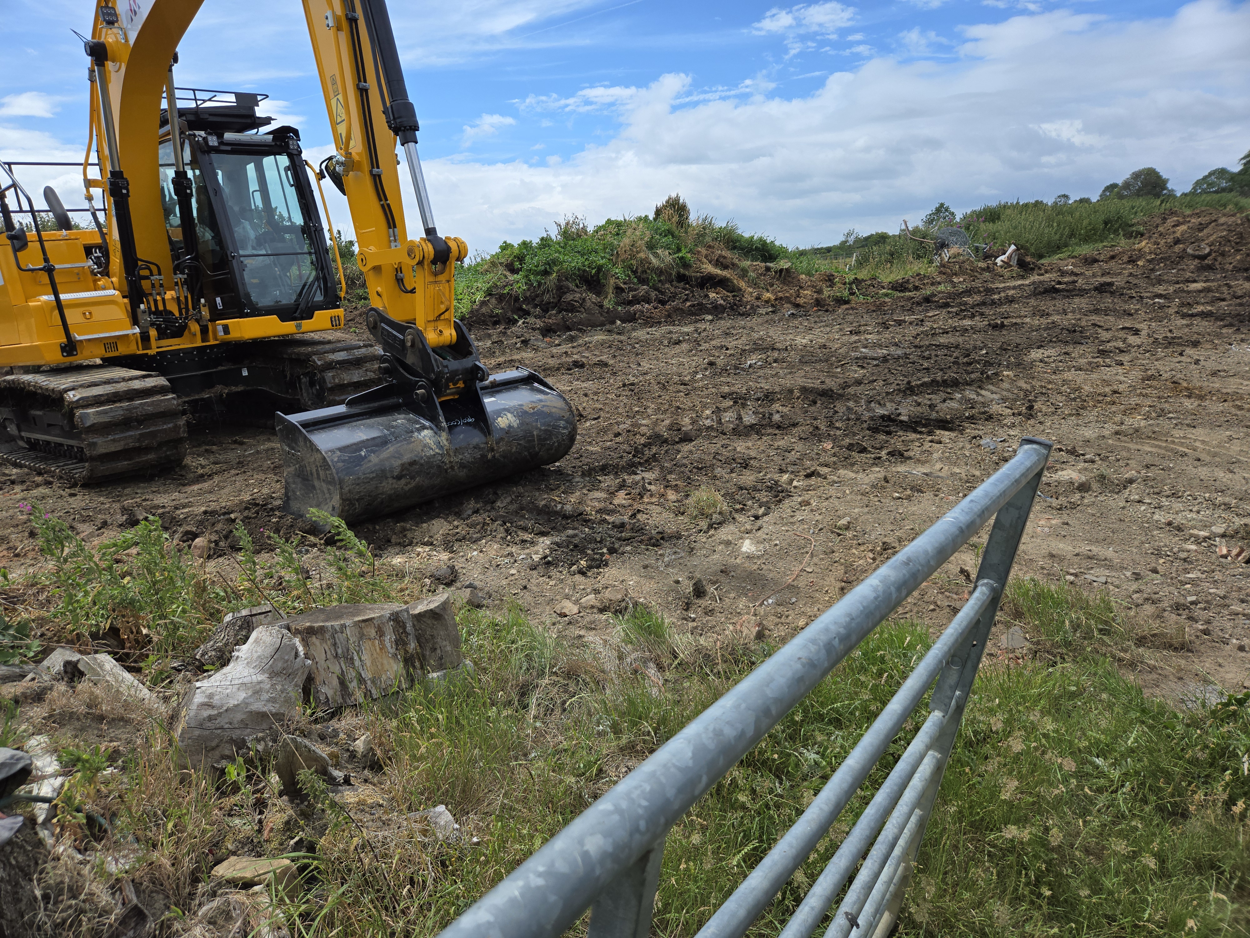 Construction team breaking ground at Whiteborough Solar Park.