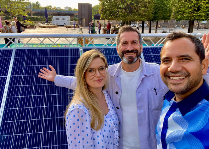Younity Director, Michaela, visiting partners at a solar site in North London, engaging with the team and supporting renewable energy initiatives.