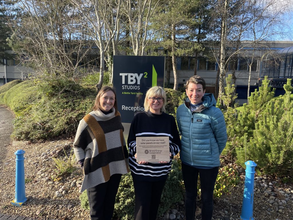The Bristol Energy Co-op team standing proudly at the TBY2 site.