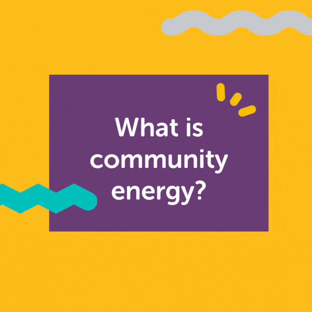 A gif highlighting the positive impact of community energy, how it empowers local communities and supports sustainability.