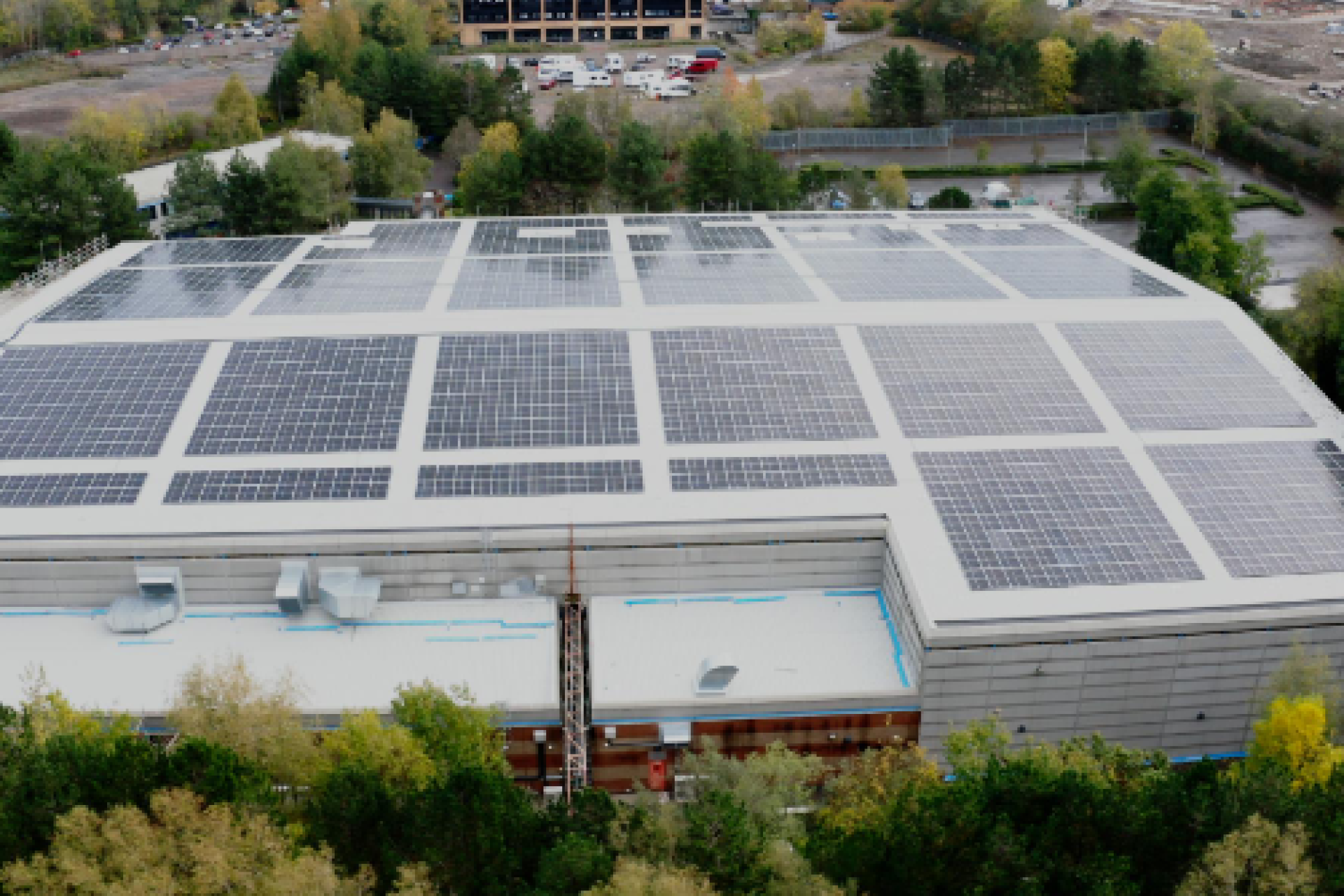 Rooftop solar installation retrofitted to a warehouse in Bristol
