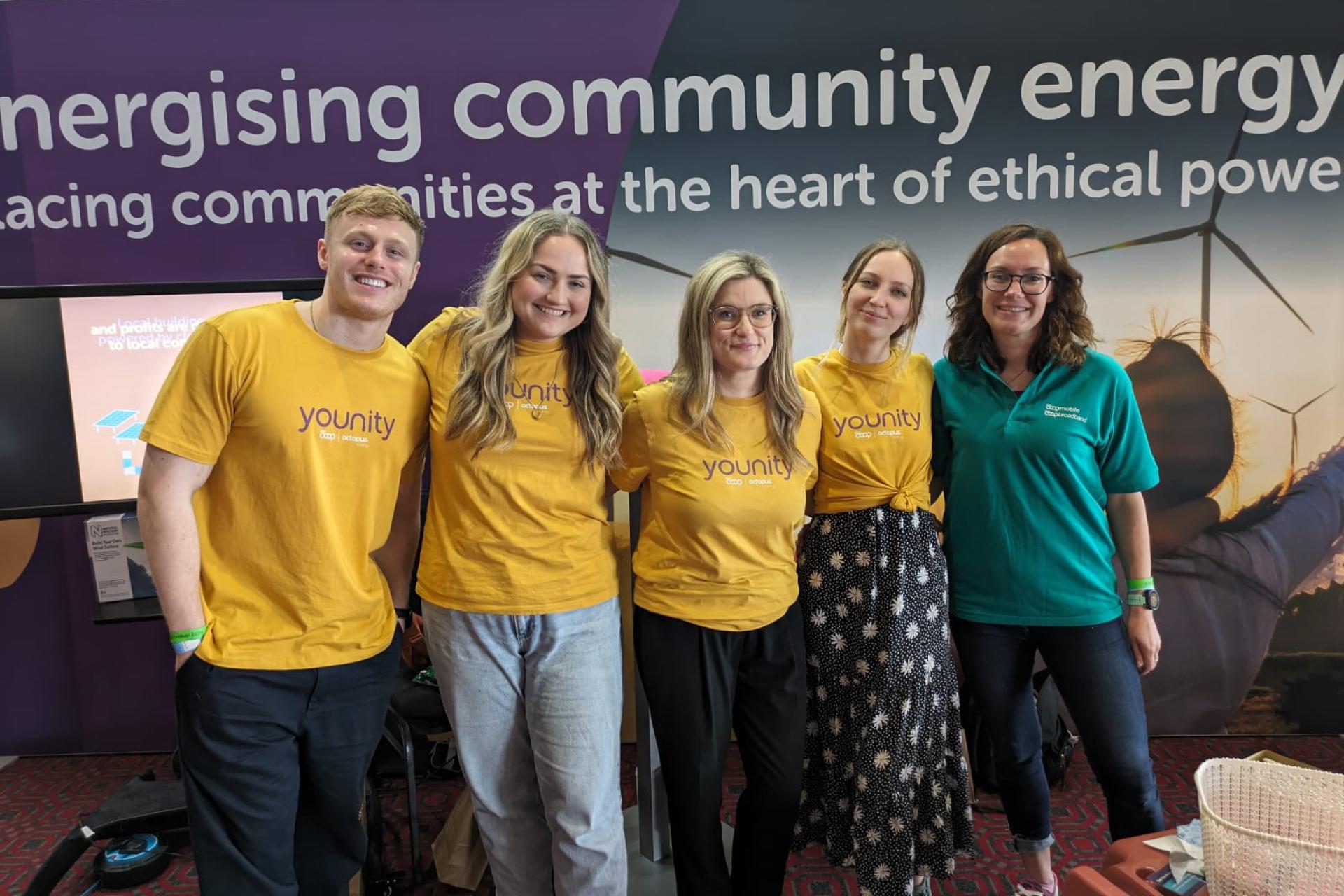The Younity team posing at their stall during the Midcounties Co-operative AGM.