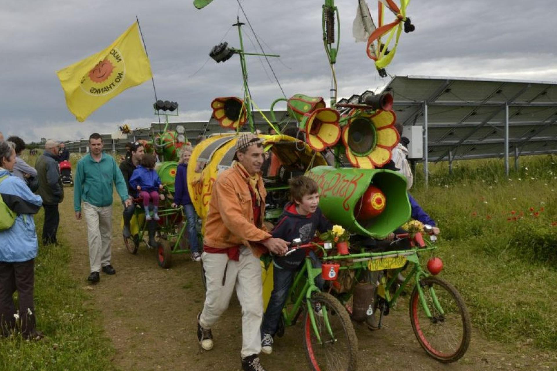 WeSet at an open day parading around their solar panels