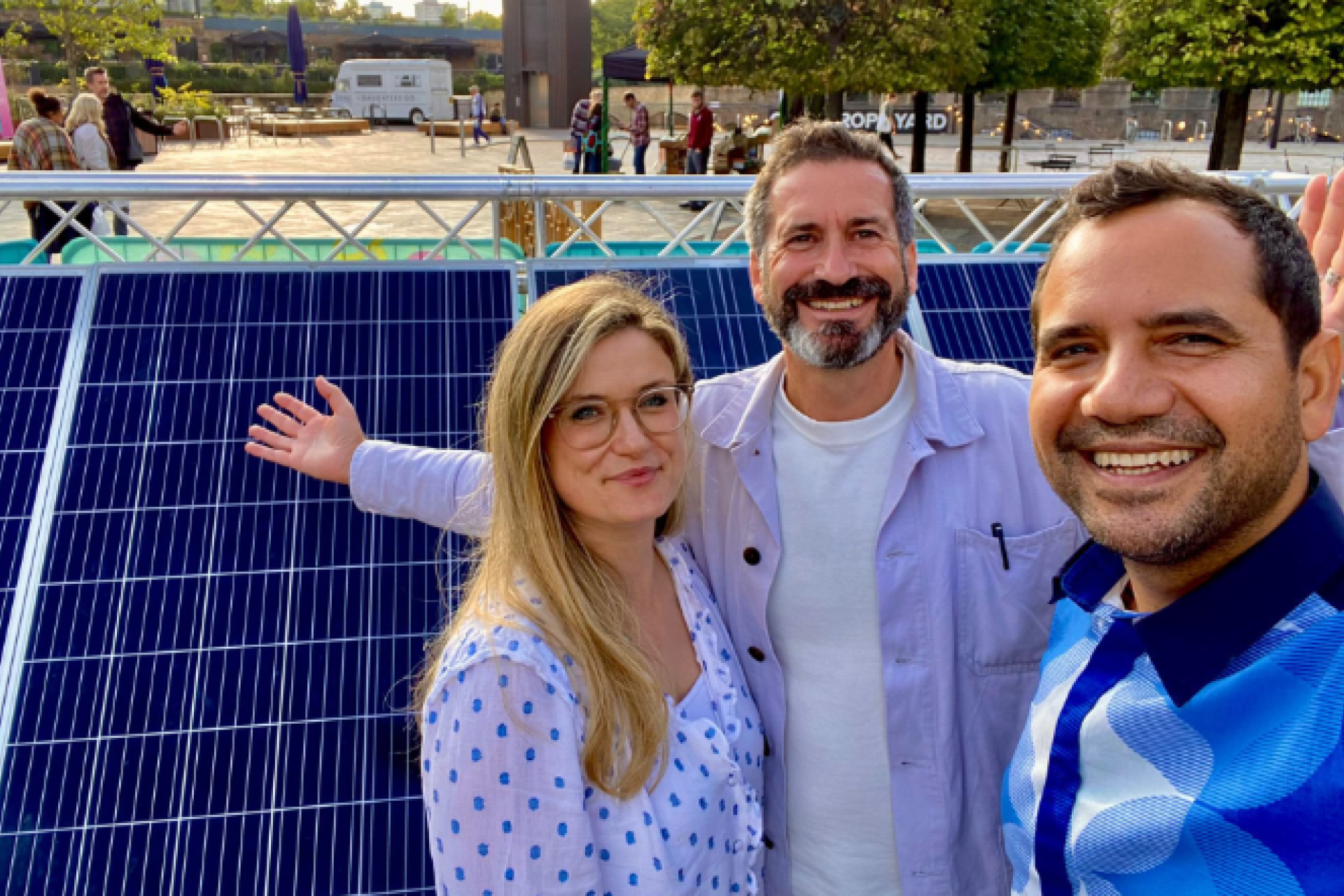 Michaela, our Director of Younity, posing with Energy Garden at one of their sites in North London.