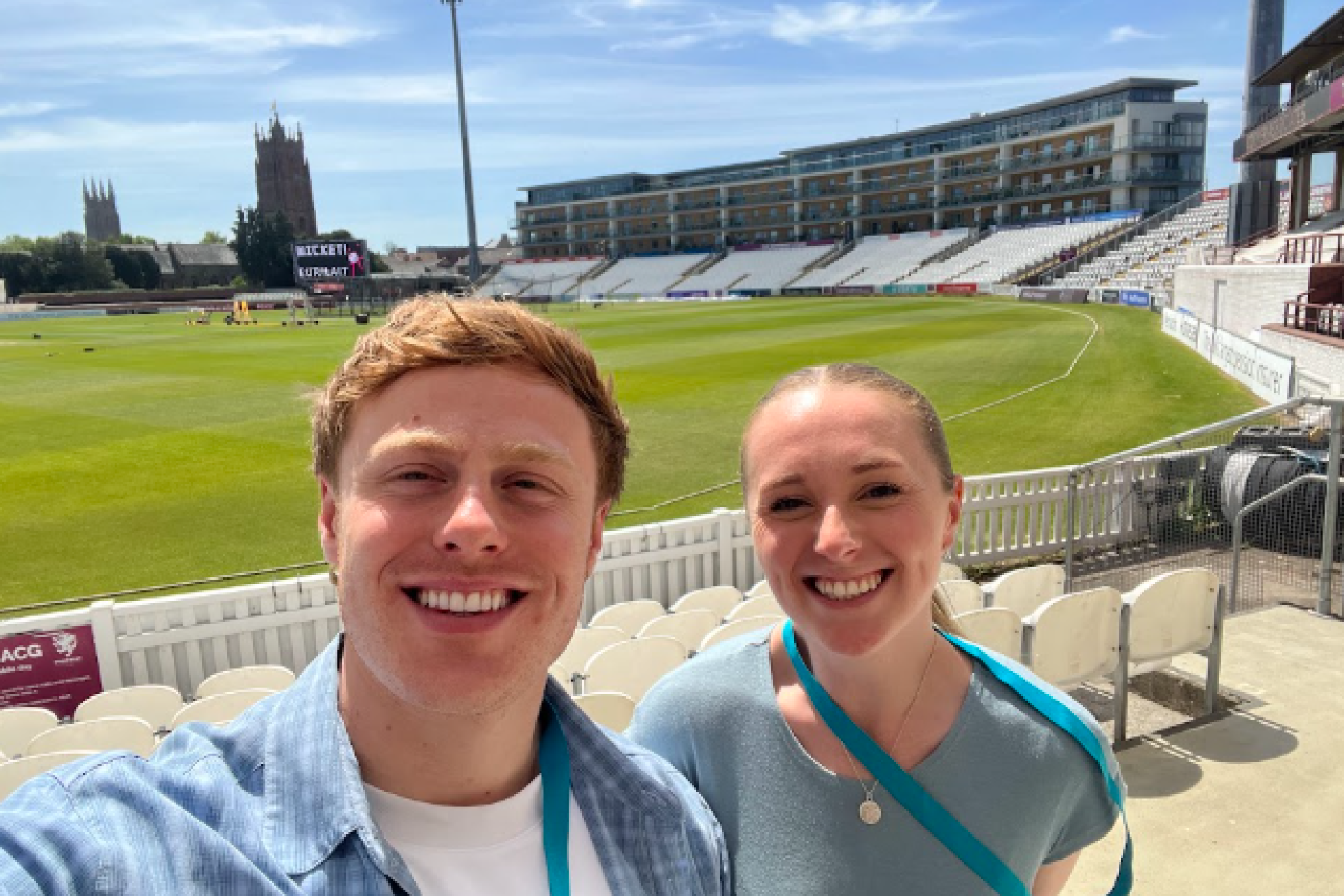 Ewan and Jess at the Regen conference held at Somerset County Cricket Club.