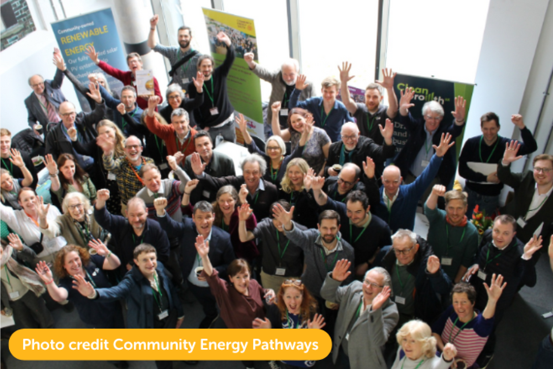 Photo from a Community Energy Pathways regional event showcasing its members.
