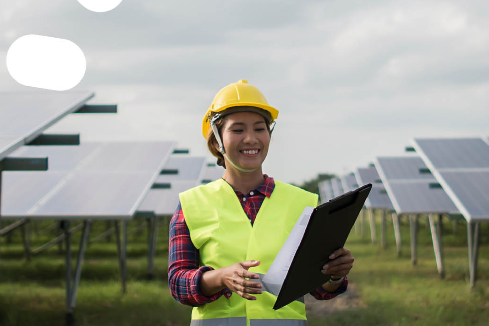 Engineer maintaining solar assets.