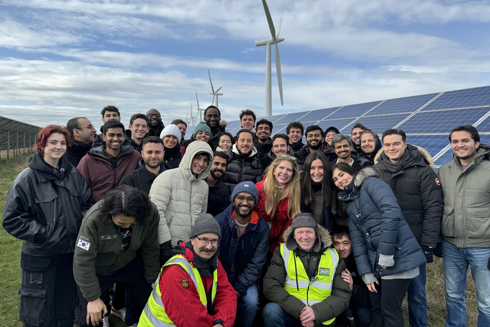 Group of volunteers on a site visit with Westmill Energy.