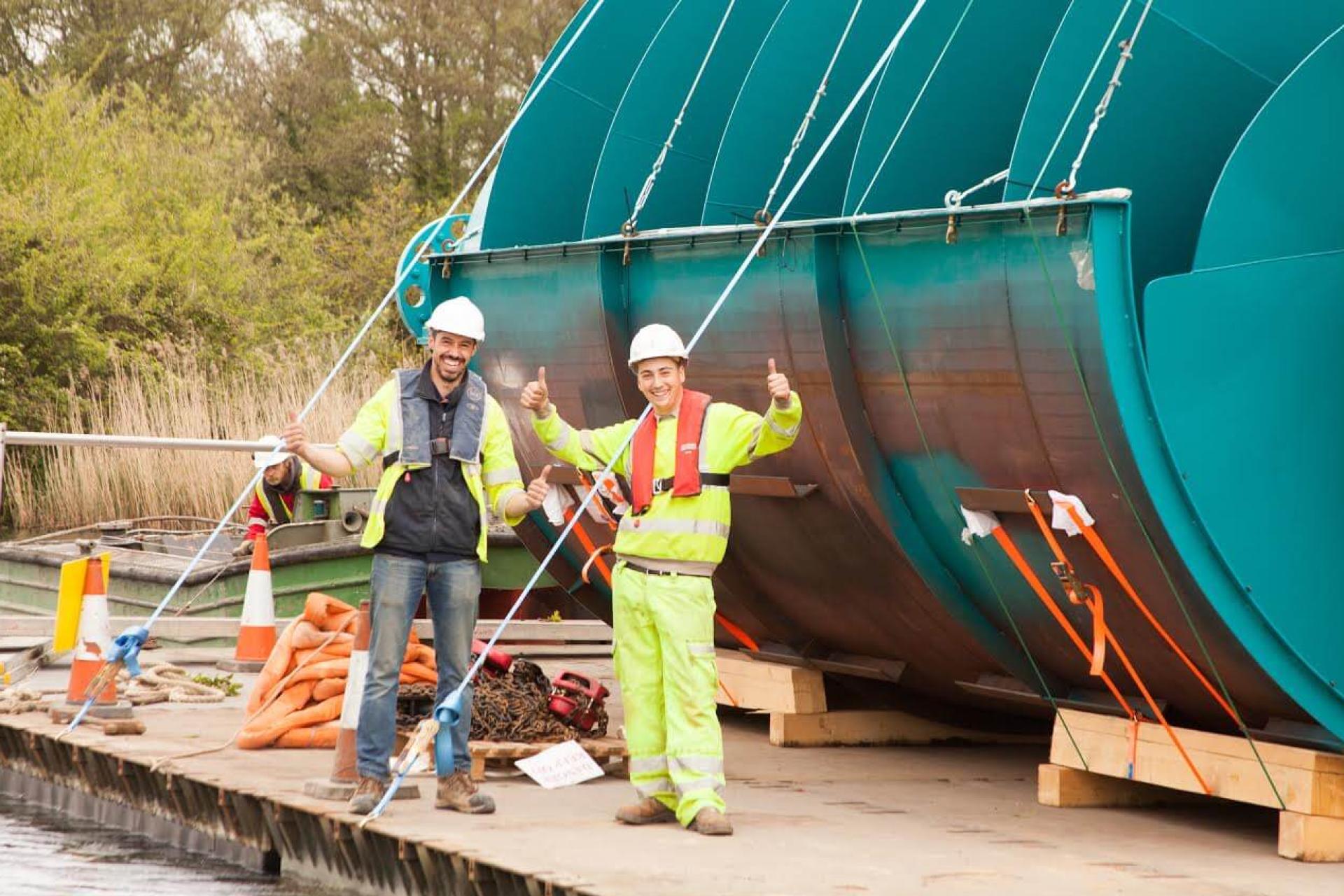Workers on a hydro project supported by Ethex and the Low Carbon Hub.
