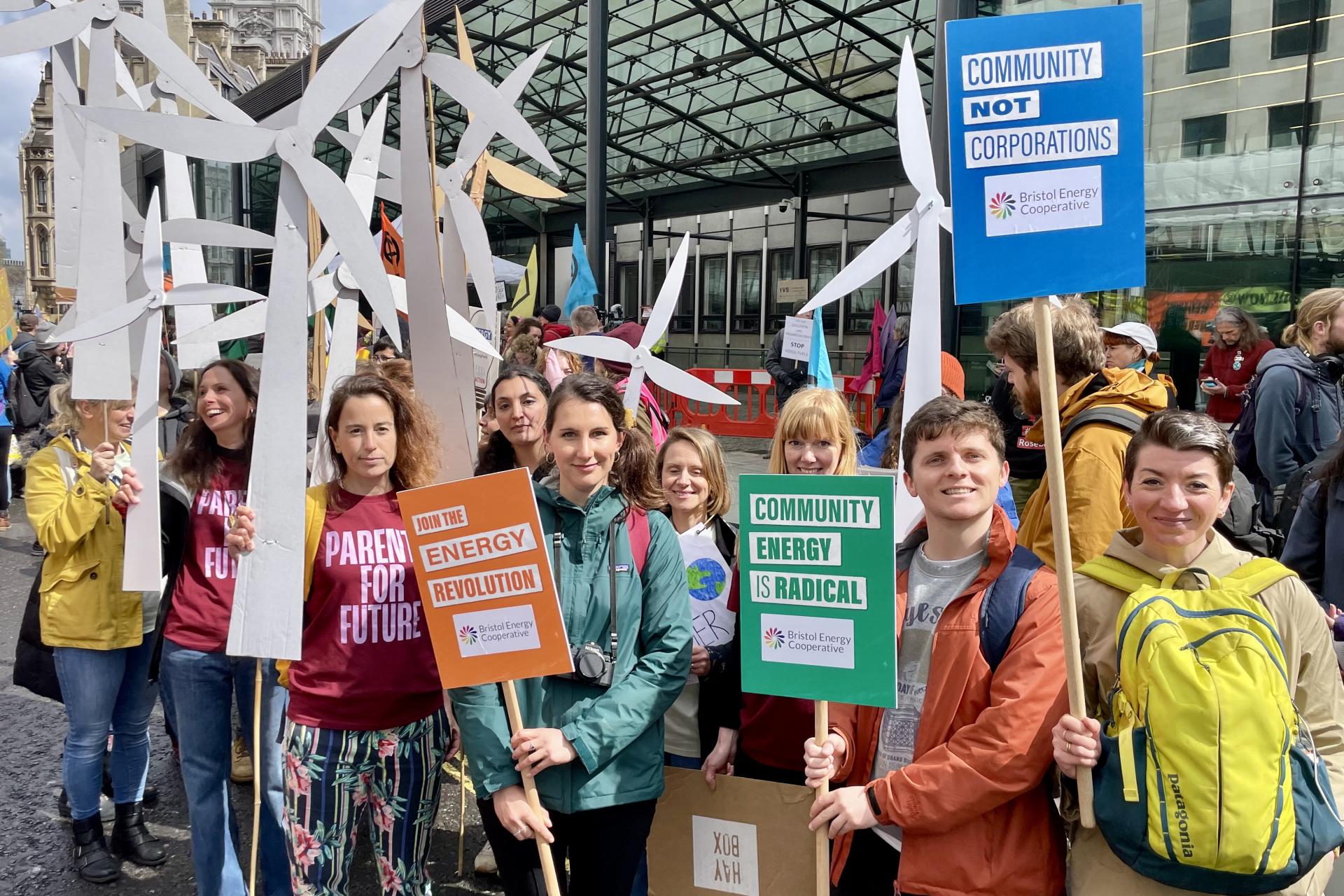 Members of Bristol Energy Co-operative at a community energy march.