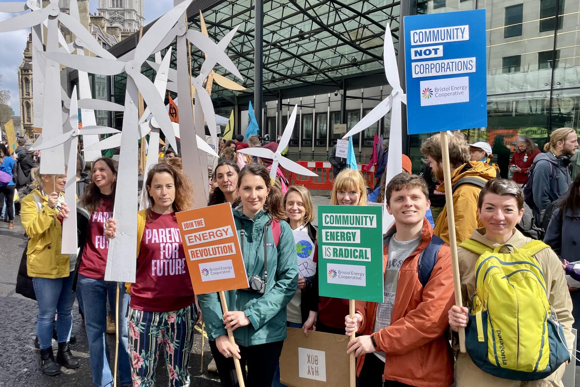 Members of Bristol Energy Co-operative at a community energy march.