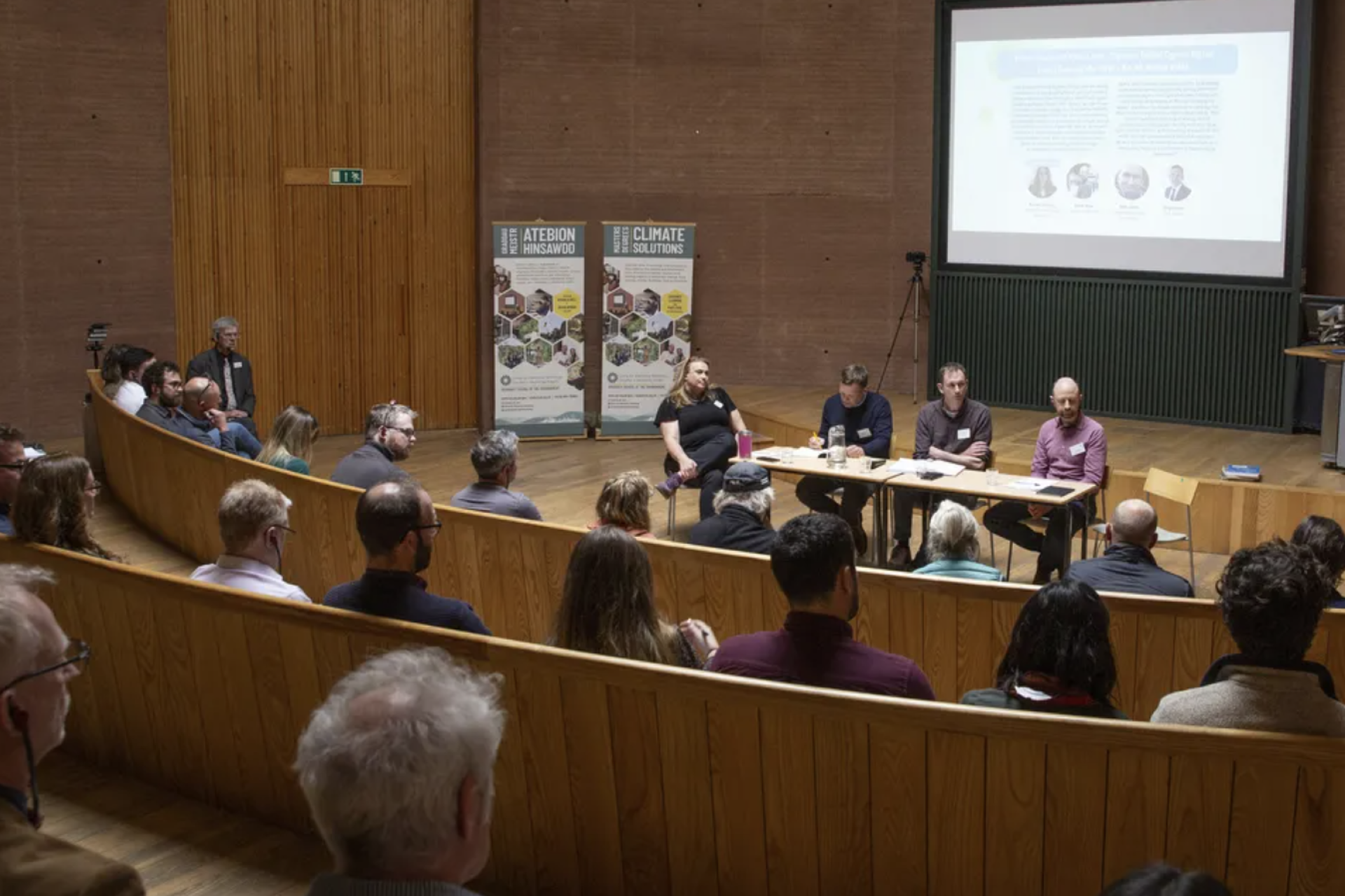 A picture taken at the Community Energy Wales Conference panel discussion from 2024.