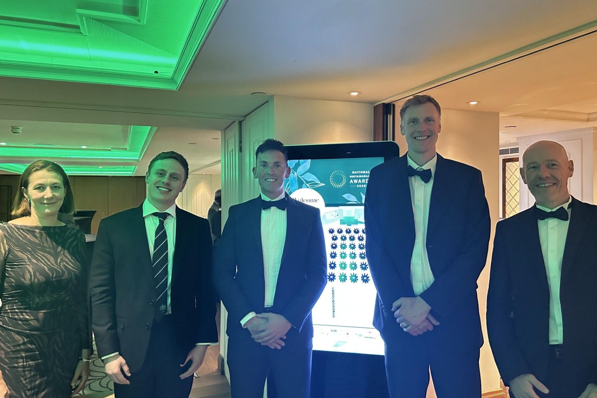 Younity team members, Ewan, Digital Marketing Lead and Laura, Senior Innovation and Proposition Manager, in black tie at an awards evening.